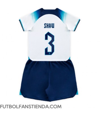 Inglaterra Luke Shaw #3 Primera Equipación Niños Mundial 2022 Manga Corta (+ Pantalones cortos)